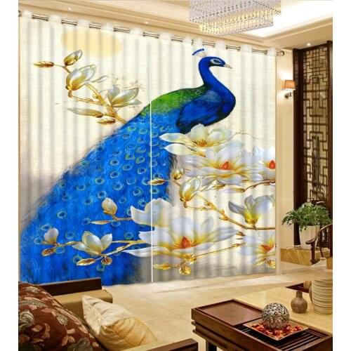 Peacock Magnolia D Curtain Luxury Blackout Window Curtain Living Room Blackout curtain