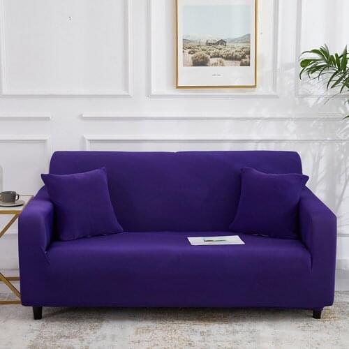 Armchair Protection Sofa Cover for Living Room Single Lover 3 4 Seater Purple Solid Color Elastic Spandex Couch Cover