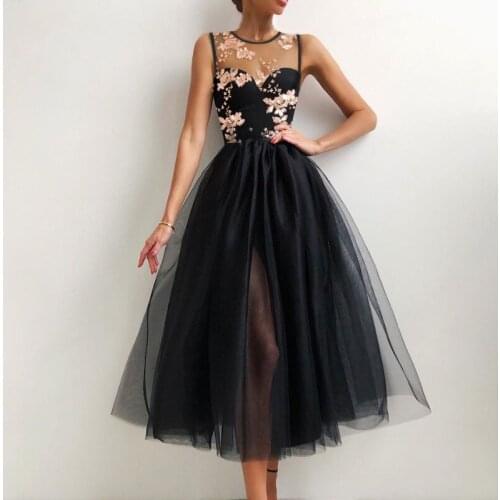 Womens Mesh Dress Elegant Long Sleeve Off-Shoulder High Waist Tulle Tutu A-Line Dress Formal Party Ladies Solid Color Vestido