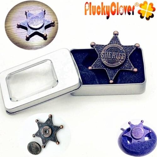 1 pc Retro Sheriff Fidget Hand Spinners Legering Spiner Hexagonal Zinc Alloy Finger Gyro Antistress Relief EDC Top Spinner Toys