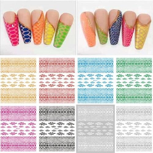 10PCS 3D Multicolor Leopard Print Nail Sticker Laser Gold and Silver Snake Pattern Self-adhesive Nail Art Deco Applique WG809