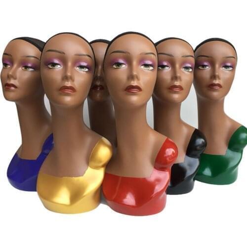 20-inch Six Colors Female Mannequin Head with Full Makeup For Making Display Hat Glasses Wig Display Stand Wig Head