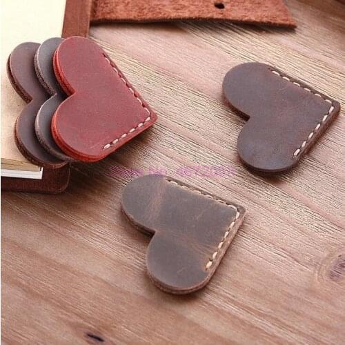 200pcs/lot Handcrated Vintage leather bookmarks for book, Mini Corner Page Marker, Genuine Leather Bookmark for Reader Gift