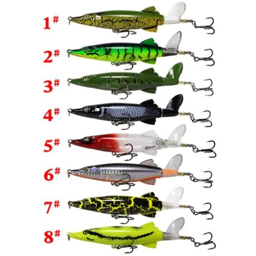 8pcs/set 13cm/16g New Propeller Tractor Popper Floating Pencil Crocodile Plastic Hard Bait 3D Eyes Wobblers Artificial