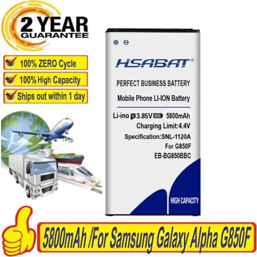 HSABAT 5800mAh EB-BG850BBC Battery Use for Samsung Galaxy Alpha G850F G8508S G8509V G850 G8508 G850T G850V G850M G850A Batteries