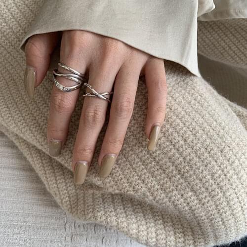 925 Sterling Silver Trendy Silver Color Cross Winding Ring For Women Geometric Open Finger Ring Simple Jewelry Wholesale S-R649