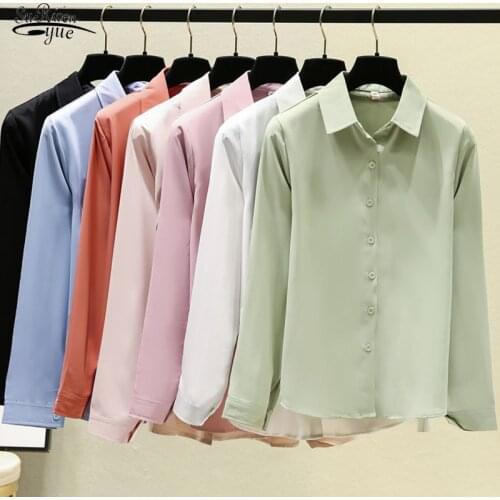 Blusas Autumn Women Tops Blouse Casual Plus Size Loose Shirts Solid 2021 Turn Down Collar Women Shirt Button Lady Clothing 9983