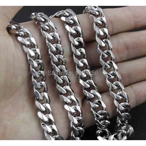 18''-32'' Wide 8mm Top Quality Never Fade Stainless Steel Men Cuban Link Chain Curb Necklace