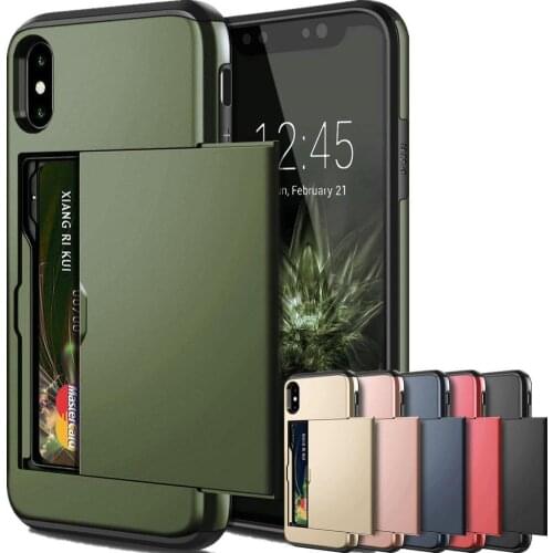 Case For iPhone X XS Max XR 7 8 Case Slide Armor Wallet Card Slots Cover For iPhone 7 8 Plus XR X Case For iPhone 5 5s 6 6S Plus