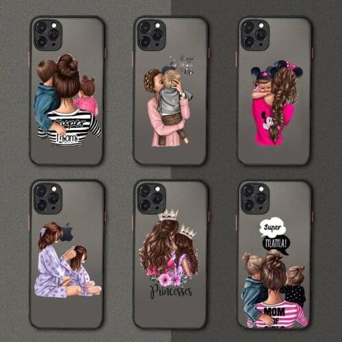 Super Mama Girl Mom Boy Baby Coque Phone Case Black Transparent Matte For IPhone 7 8 11 12 S Mini Pro X XS XR MAX Plus Cover
