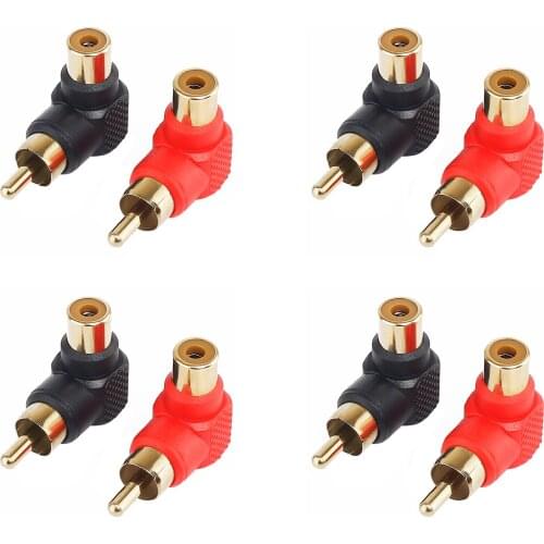 For 90 Degree RCA Right Angle Connector Plug Adapter Male to Female M/F 90 Degree Elbow Audio Adapter