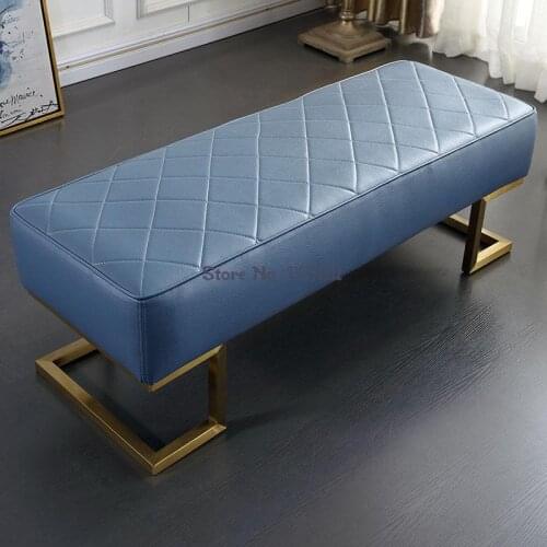 Home Leather Sofa Foot Stool Clothing Store Sofa Stool Home Trial Shoe Stool Bench Bedroom Bed End Stool Light Luxury