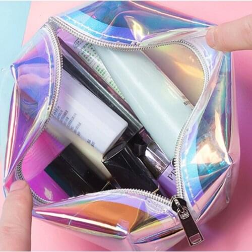 Holographic Makeup Bag Cosmetic Travel Bag Toiletry Organizer Purse for Women JL