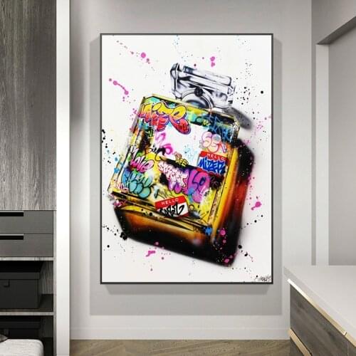 Graffiti Art Perfume Bottle Fashion Canvas Painting Posters and Print Cuadro Wall Art for Living Room Home Decor (No Frame)