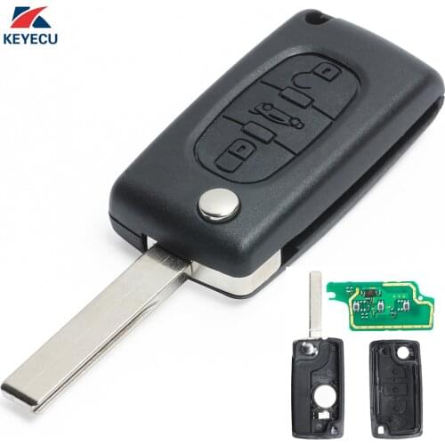 KEYECU Replacement Remote Car Key Fob 3 Button FSK 433MHz Electronic ID46 for Peugeot 408 FCC ID: 2012DJ7678 / 2012DJ7679