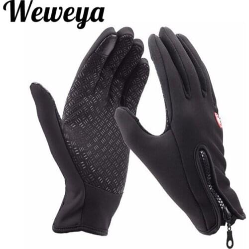 Weweya 2017 Classic Black Winter Men Glove Windproof Gloves Warm Gloves For Women