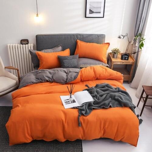 Classic Pure color Bed Linen Bedding Set 3/4pcs Yellow Blue Gray Purple Red color 200x230cm 220x240cm Size Home textile