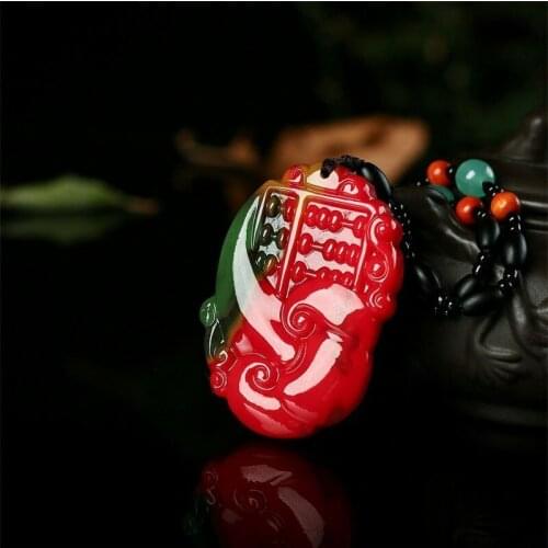 Natural Chicken Blood Hand Carved Abacus Jade Pendant Fashion Boutique Jewelry Color Ruyi Necklace Gift Accessories