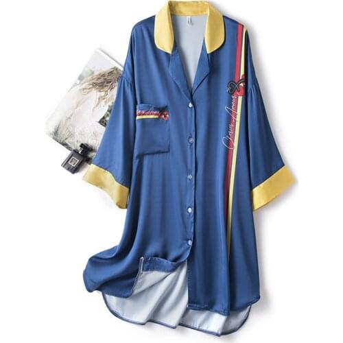 Summer New Simulation Silk Nightdress Large Size Shirt Skirt Female Pijamas Ladies Pyjamas Casual And Comfortable Home Service