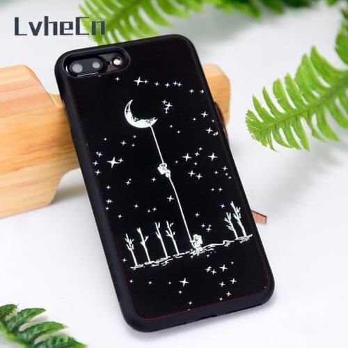 LvheCn Silicone Rubber Phone Case Cover for iPhone 6 6S 7 8 Plus X XS XR 11 12 Mini Pro Max Astronaut & Star Print