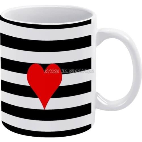 Love & Stripes Coffee Mugs Style Cartoon Tea Coffee Mug Cup Birthday Gift Collection Heart Stripes Cute Girly Preppy Lily Pulitz