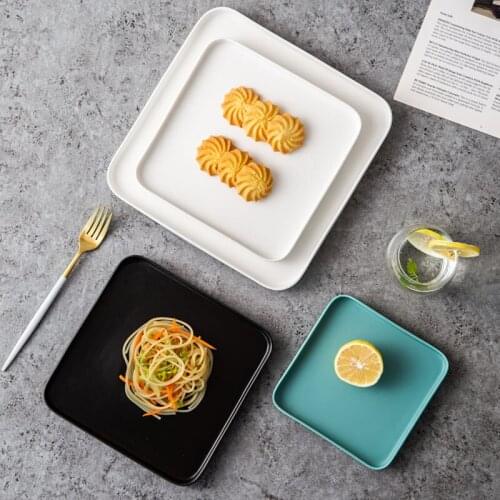 Matte Square Ceramic Plate Steak Plate Quartet Western Food Plate Sushi Plate Japanese Style Fish Plate Dinner Plate Household T
