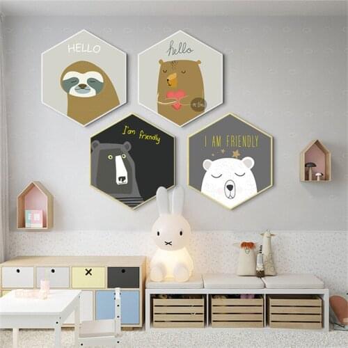 Bear Sloth Rabbit Panda Nursery Wall Art Canvas Painting Cartoon Nordic Poster And Prints Wall Pictures Girl Boy Kids Room Decor