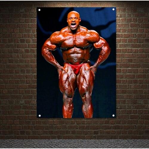 Man Muscular Body Poster Workout Hanging Cloth Wall Art Training Motivation Banners Flags Exercise Canvas Painting Home Decor 1