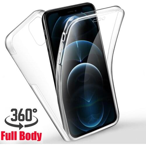 2021 phone 12 case 360 protective shell cover i phone 12 mini phone12 pro max clear soft silicone shckproof coque