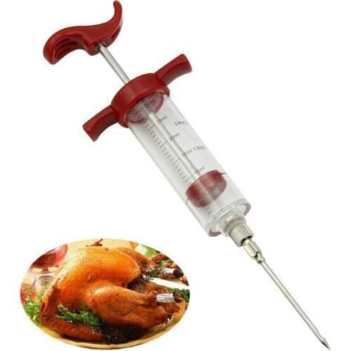 Stainless Steel Spice Syringe Marinade Injector Flavor Syringe Cooking Meat Poultry Turkey Chicken Kitchen BBQ Tool