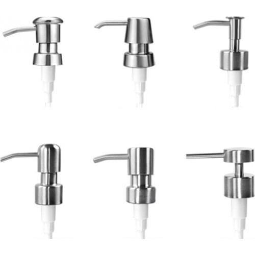 New Pump 6 Types Stainless Steel Soap Pump Liquid Lotion Dispenser Replacement Jar Tube for Bathroom