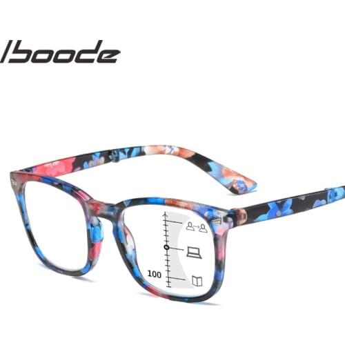 Retro Floral Folding Multifocal Progressive Reading Glasses Anti-blue light Far and Near double Optical Presbyopic for Women Men