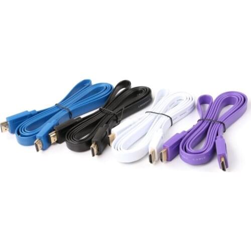 200pcs/lot 5FT FLAT HDMI Cable High Speed With Ethernet v1.4 FULL HD 4K 3D High Quality