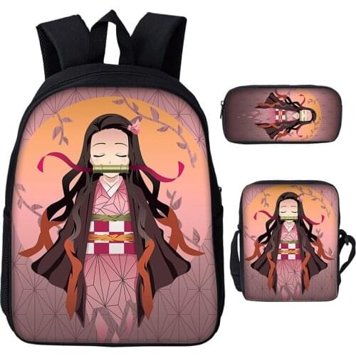 Hot Anime Demon Slayer Blade Backpacks Kamado Bag Childrens Animation Students High Quality Polyester Kids Shoulder Bag