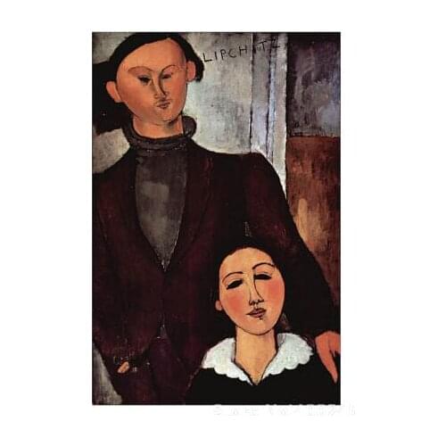 Portrait paintings Portrait of Jacques and Berthe Lipchitz Amedeo Modigliani Canvas reproduction High quality Hand painted