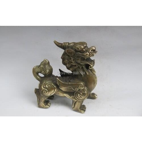 Rare Distinctive Qing Dynasty Statue copper Chinese dragon,Get rid of demons,Free shipping