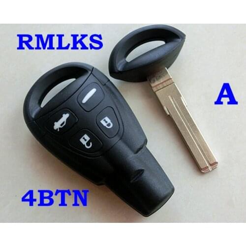 RMLKS 4 Buttons Car Key Case Shell Fob For SAAB 93 95 9-3 9-5 WF 4 Soft Button Replacement Keyless Entry Remote Key Shell