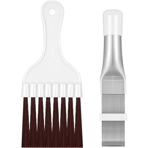 2Pcs Air Conditioner Condenser Fin Comb Cleaning Brush Metal Whisk Brush for Refrigerator Coil, Evaporator, Radiator