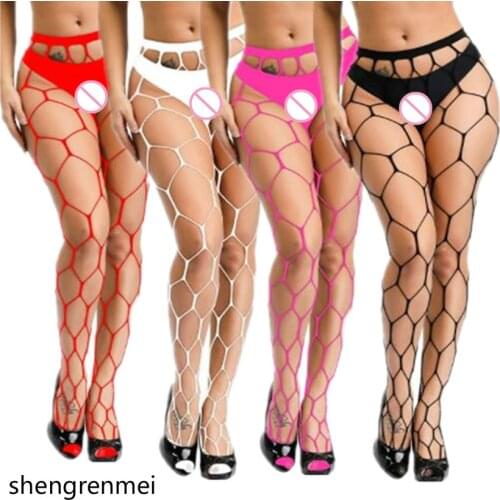 Shengrenmei New Fashion Tights Sexy Fishnet White Pantyhose for Women Rose red Tights Plus Size Lady grace Stockings Lingerie