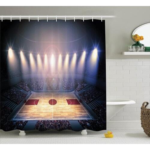 Sports Shower Curtain Crowded Basketball Arena Just Before The Game Starts School Tournament Theme Bath Curtains For Bathroom
