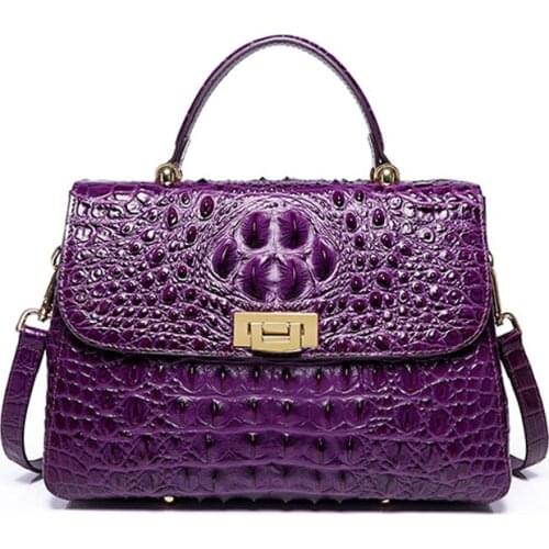 Real Cowhide Leather Handbags Crocodile Pattern Fashion Genuine Leather Women Bag Luxury Handbags Women Bags Designer Women Bagg