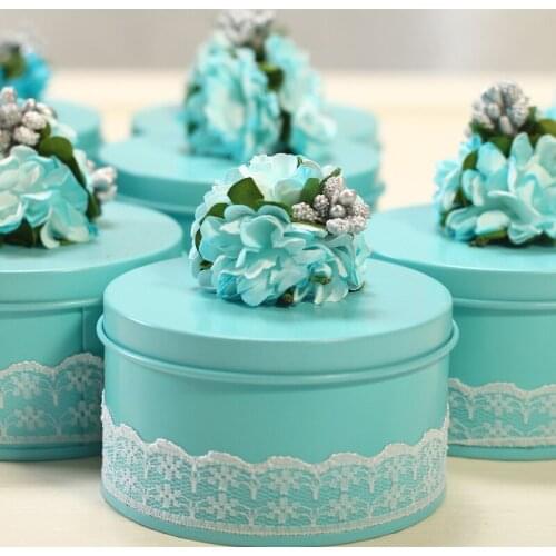 Wedding Candy Box Tinplate Can Round Chocolate Tin Box Birthday Party Storage Case With Cards Valentine‘ Day Gift