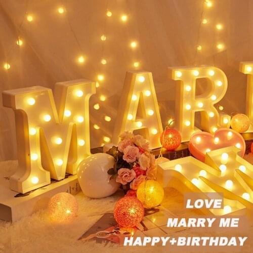 English Letter Ornaments Luminous Letter Lights Warm White Light for Festival Wedding Birthday Party Decoration Alphabet Lights