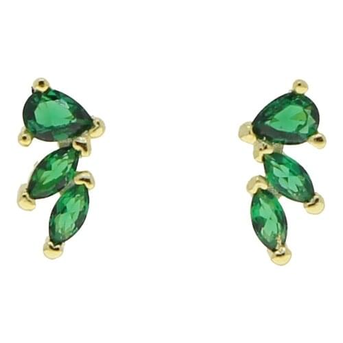 New Fashion Simple Created Green zircon CZ Real 925 sterling silver Stud Earrings For Women Wedding Jewelry Christmas Gift