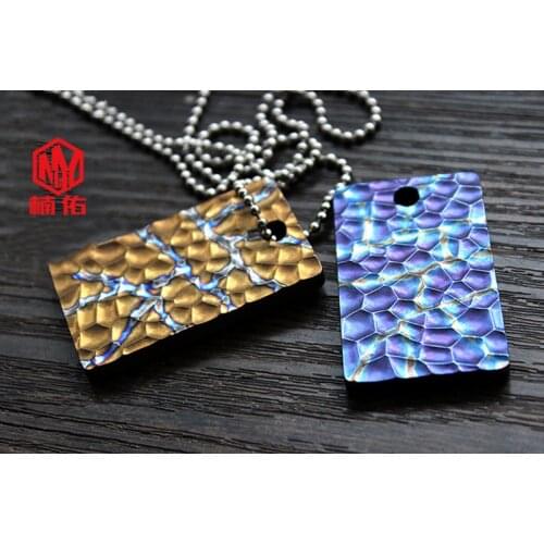 1PC EDC Titanium Metal Card Brand Pendants Ochre Pattern Military Fan Decorative Brand Dog Pendant Identity Card Pendant Toy