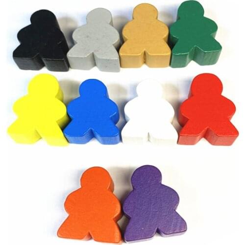 10Pieces 10 colors 20*23*10mm Wood Game chess Board Game Accessories For Meeples Wooden Pieces