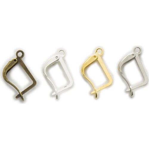 20 Piece 4 Colors Square Ear Wire French Clasps Hook Earring Post Back Earring Stopper Jewelry Making 19x13mm