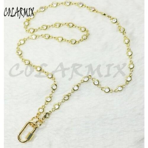 3Pcs Oval Clasp necklace Buckle pendant necklace mix colors crystal chain fashion zircon jewelry link Chain necklace 50640