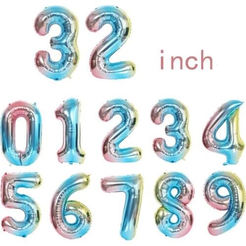 32inch Color Foil Number Balloons 0-9 Happy Birthday Balloon Wedding Decoration Globo Kids Number Helium Ballons Party Supplies