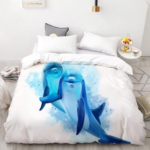 3D HD Digital Print Custom Duvet Cover,Comforter/Quilt/Blanket case Queen/King 220x240,Bedding ocean dolphin/whale,Drop ship